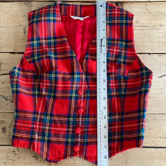 Vintage perfect little tartan wool vest women size XS - Picture 8 of 13